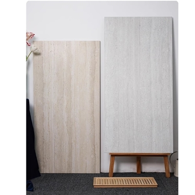 Glazed Ceramic Look Tiles Turkish Travertine Stone Floor Slab in Natural Beige Color