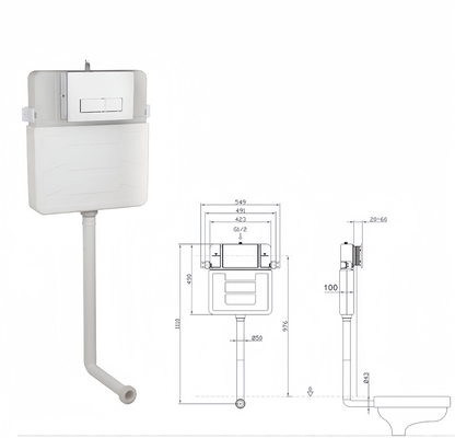 Plastic Toilet Flush Water Tank for Modern Ceramic Toilet WC in Bathroom Renovation
