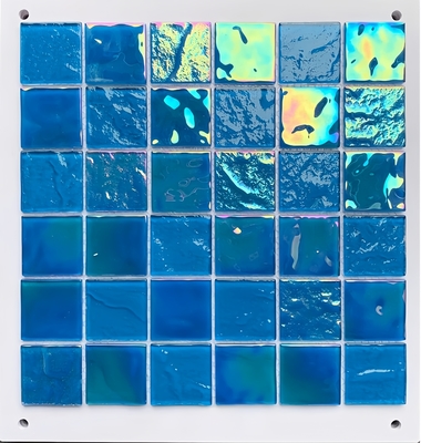 Non-Slip Vintage Glass Mosaic Tiles for Indoor Swimming Pools Blue Color Family Hotel