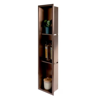 Bathroom Wall Tile Insert Metallco Shower Niche in Satin Copper Color with LED Light