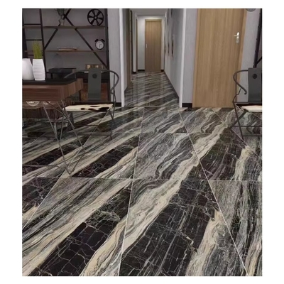 Marble Porcelain Tile Black White and Gold Flower 600x600mm Glazed Tiles for Kitchen