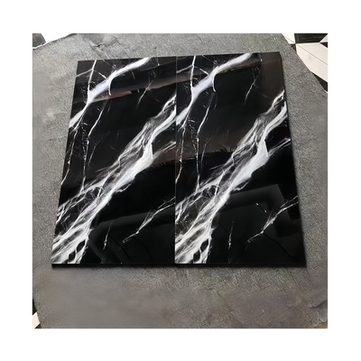 Antibacterial Super Glossy Black Polish Porcelain Tiles 600 x 1200 for Bathroom Walls