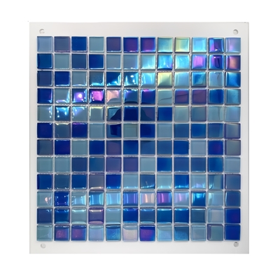 Swimming Pool Glass Mosaic Tiles in Sea Blue Wave Design for Hotel Building Material