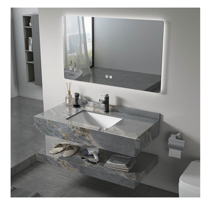 32-34 in White Wall Mounted 2 Tier Prefab Bathroom Cabinet with Mirror and Basin Sink