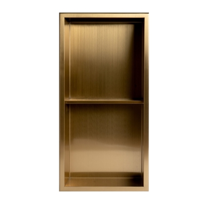 Classic Gold Bathroom Niche with LED Light and Double Shelf Antibacterial Function