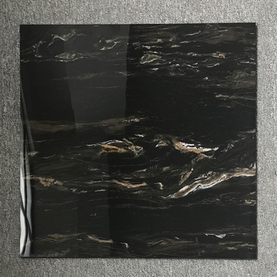 Acid-Resistant 12x12 Black Marble Look Vitrified Tiles with White Veins