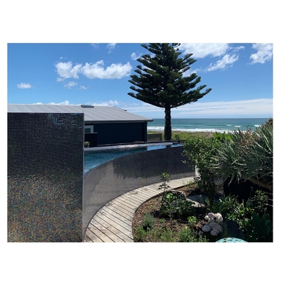 48x48mm Iridescent Silver Glass Mosaic Mirror Tile for Swimming Pool Blue Glass Tiles