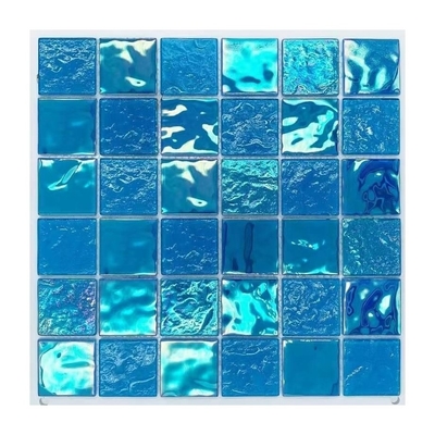 Acid-Resistant Blue Pool Customize Square Iridescent Mosaics Tile for Modern Swimming Pool
