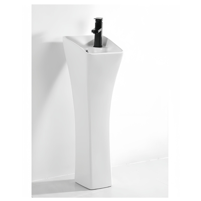 Decorative Pedestal Sink for Bathroom 680x370x830mm Dual-Flush Ceramic Basin Pedestal