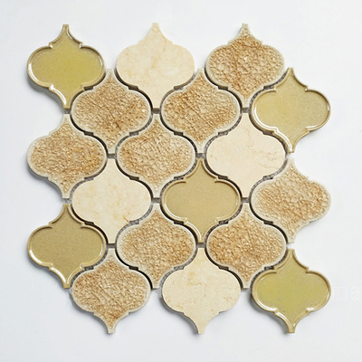 Foshan Yellow Color Ice Cracked Kitchen Mosaic Backsplash Ceramic Tile for Wall Tiles
