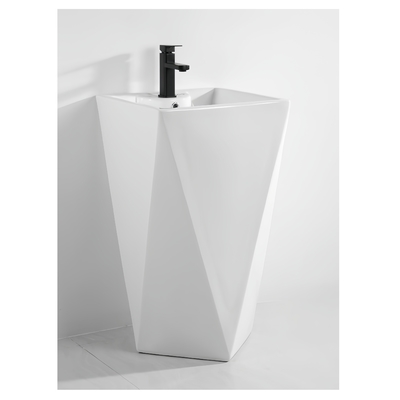 Diamond Shape Full Pedestal Bathroom Wash Hand Basin Large Pedestal Height Wash Basin