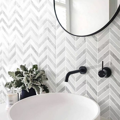 Jazz Mosaic in White Crystal and Carrara White Marble for Interior Floor Decoration