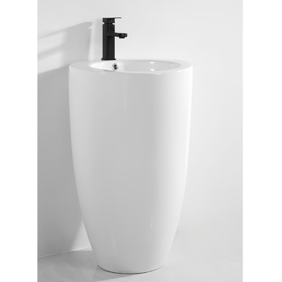 Unique One Piece Ceramic Sanitary Wares Pedestal Round Basin with Cleaning Advantages
