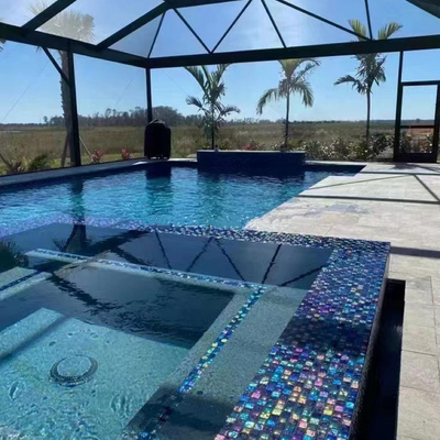 Modern Style Crystal Glass Pool Tiles for Building Material in Blue Green Color