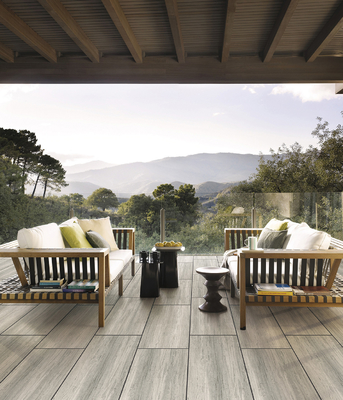 Antibacterial Stone Imitation Texture Balcony Floor Tile with Light Color Glossy Finish