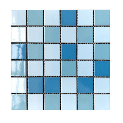 Swimming Pool Tiles Foshan 3D Blue Glass Ceramic Tile for Anti Slip 306x306MM