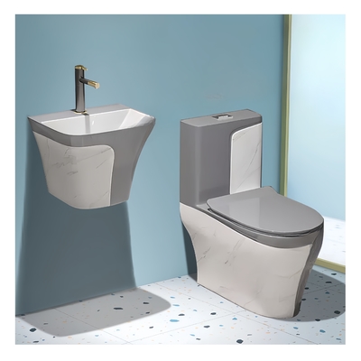 Modern Ceramic Toilet WC and Bath Tub Set with Cleaning Environmental Glaze Bathroom Set