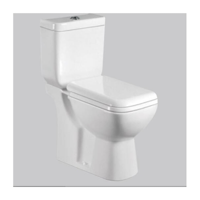 Slowly Toilet Seat Cover and Dual-Flush Water Closet for Modern White Color Bathroom