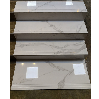 600*1200 Villa Floor White Marble Bullnose Stair Tile with Anti Slip Ceramic Nosing