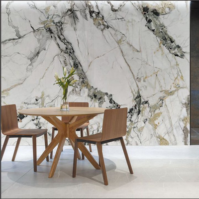 Interior 1200x2700x12mm Statuario Plus White and Grey Vain Marble Floor Tile Glazed Matte Polished