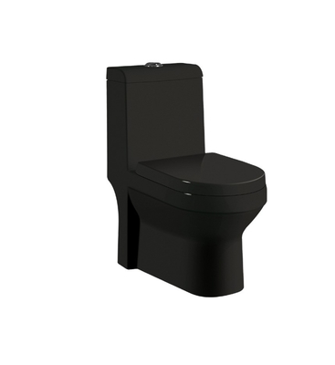 Round Toilet Bowl Shape 730x425x810mm Glossy Glaze and Matte Black One Piece Toilet