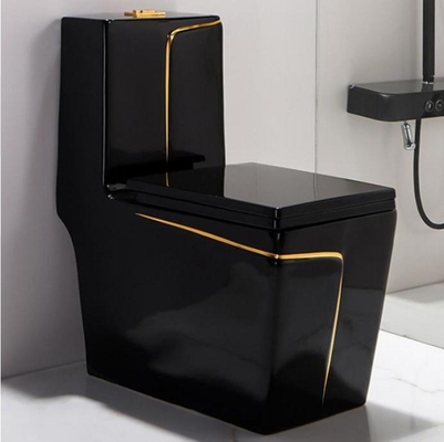 Modern Square Shape Gold Ceramic Bathroom WC Toilet Bowl One Piece 2022 Sanitary Ware