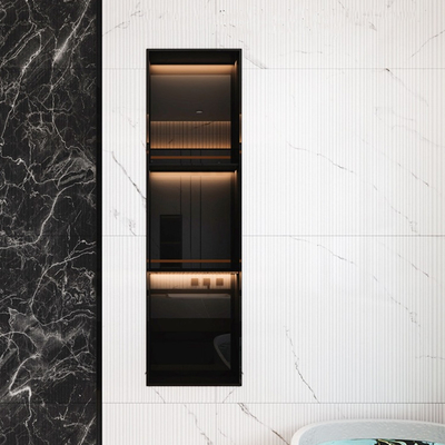 Modern Design 304 Stainless Recessed Shower Wall Niche with Gold Porcelain Tile Insert