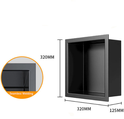 Stainless Steel Shower Niche in Matte Black for Elegant and Functional Bathroom Design